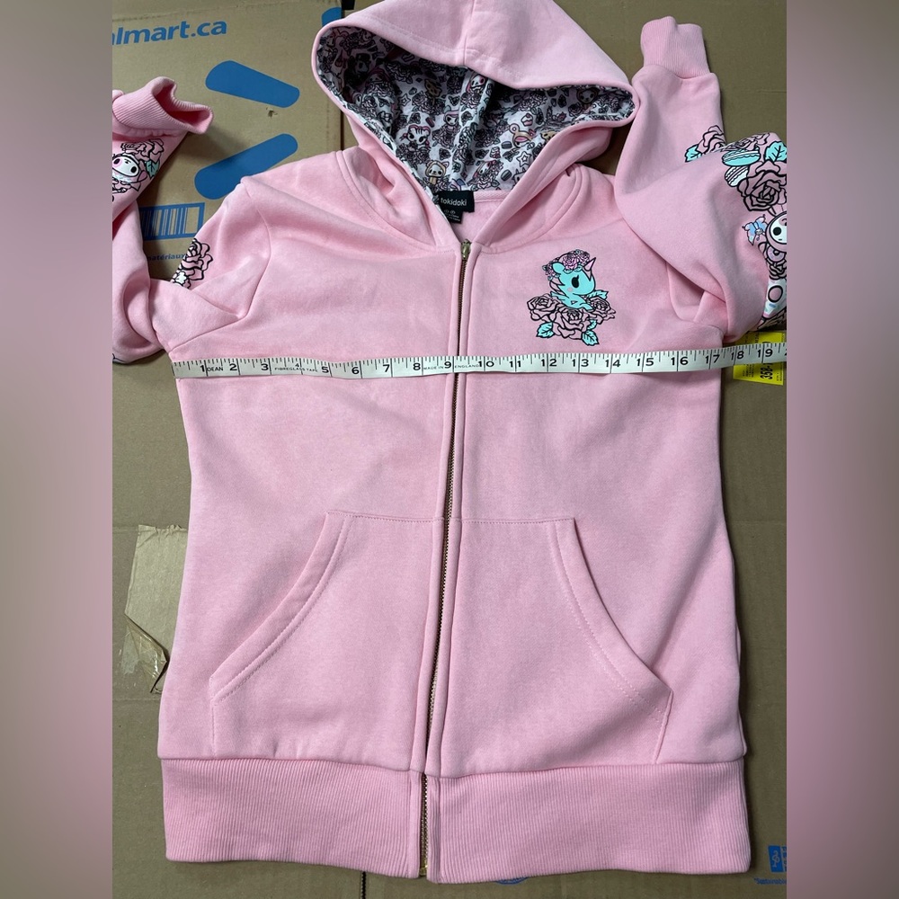 Tokidoki Pink Hoodie Sweatshirt Floral Quartz Small Donutella Unicorno Used - Picture 15 of 16